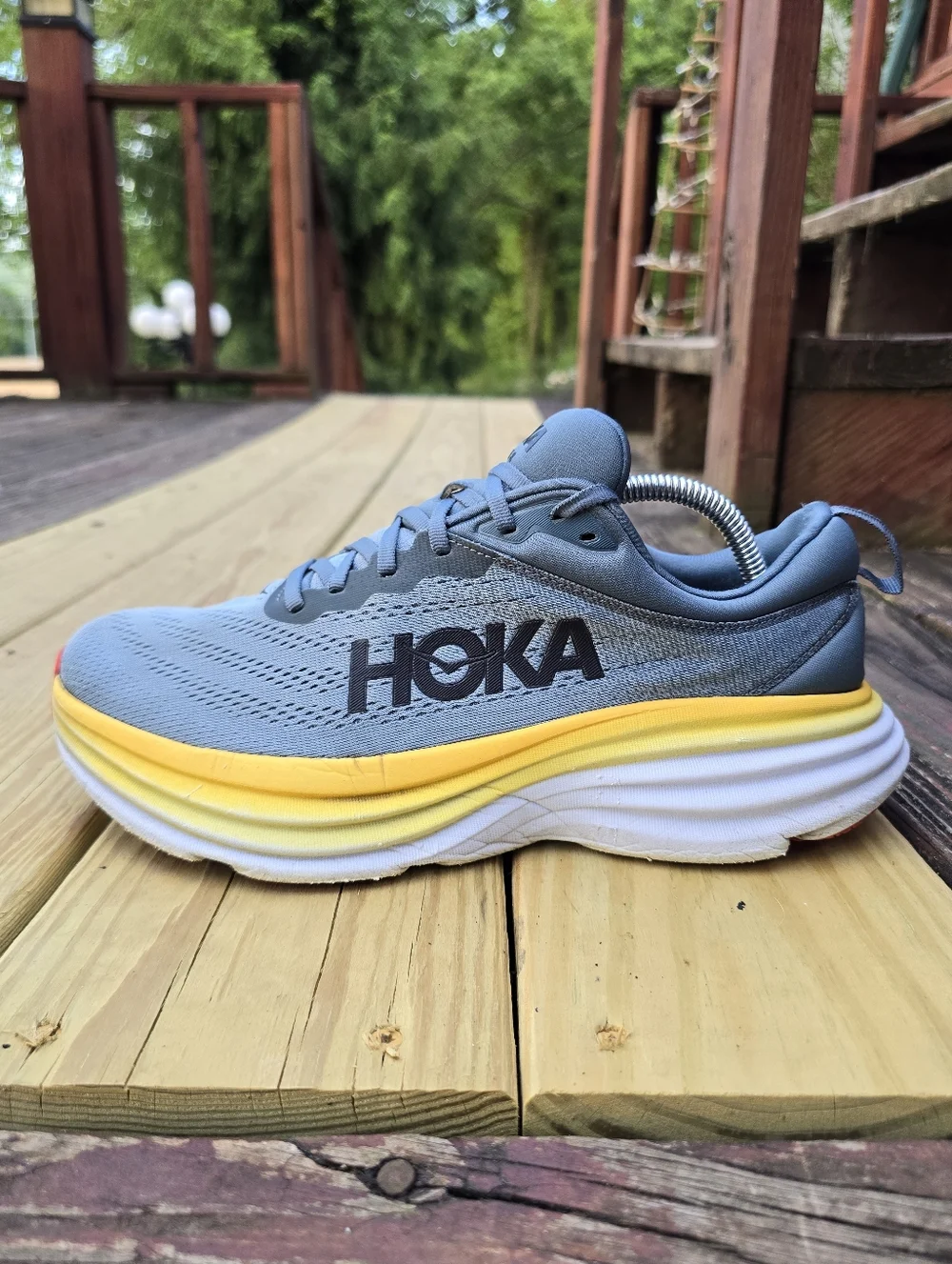 Hoka, Mens Bondi 8 Running Shoe, Goblin Blue/Mountain Spring, Sz 9.5 2E - Picture 5 of 16